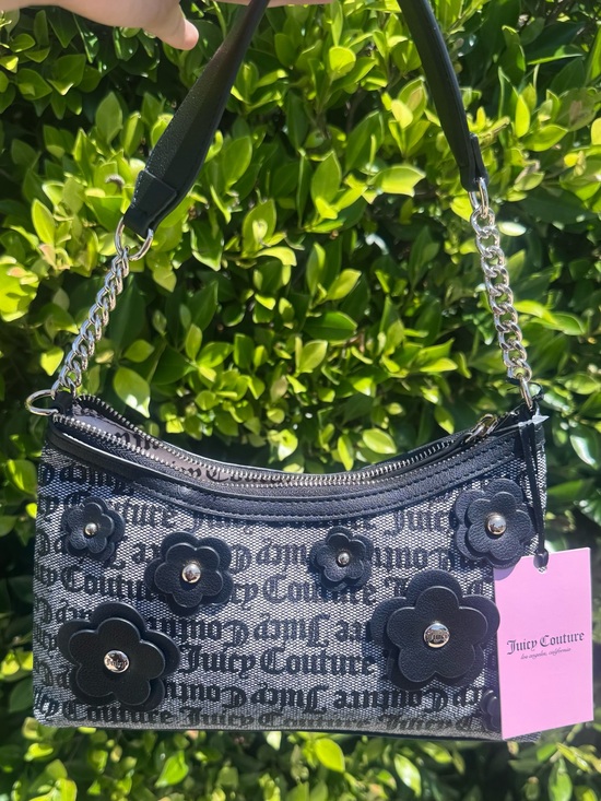 Juicy Couture Handbags - Juicy Couture Black Logo Floral Appliqué Mini Shoulder Bag
